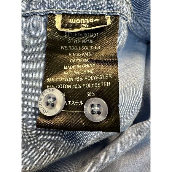 Volcom men’s blue button down long sleeve shirt size Medium. #42-1042 - Picture 7 of 8